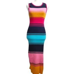 Skies Are Blue Colorful Striped Sleeveless Maxi Dress - Size XS